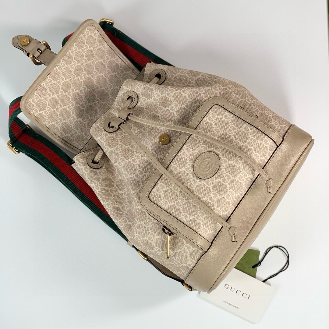 Gucci Retro Series and Supreme Series Backpack Light Apricot